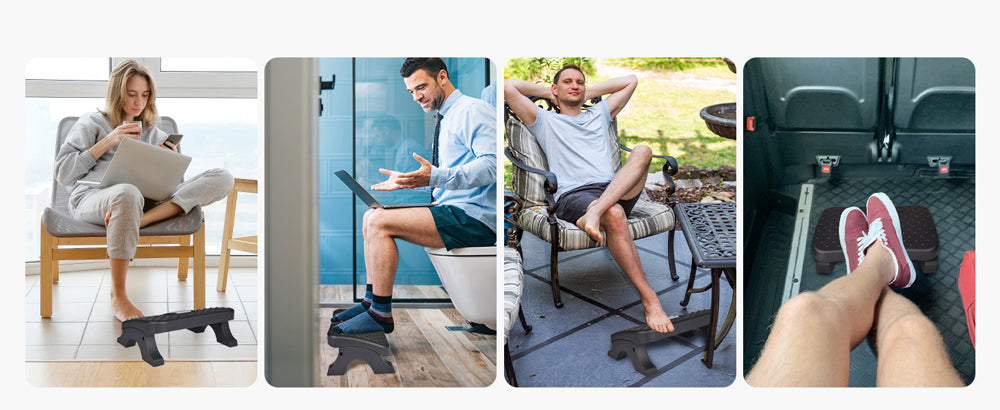 Under Desk Footrest Ergonomic Foot Stool with Massage Rollers