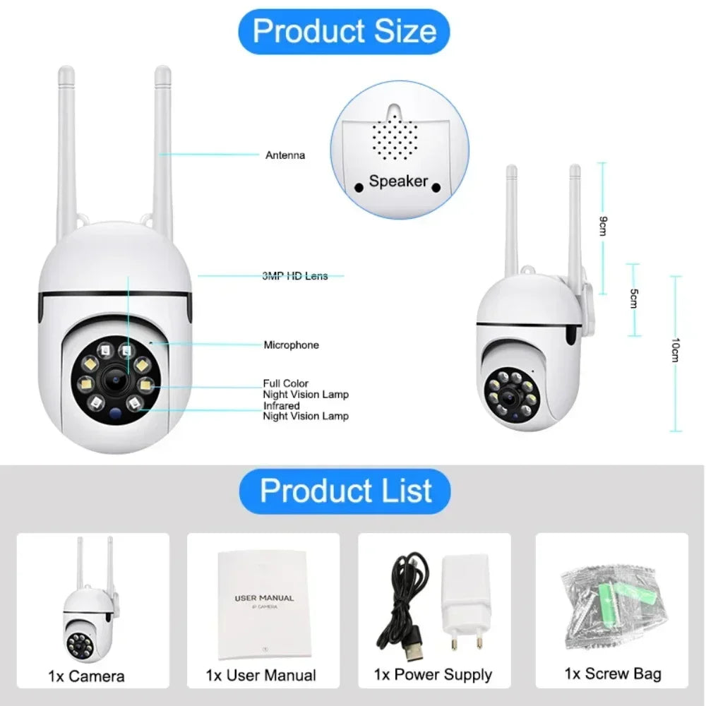 Wifi Surveillance Camera 8MP Wireless Security PTZ IP Camera HD Color