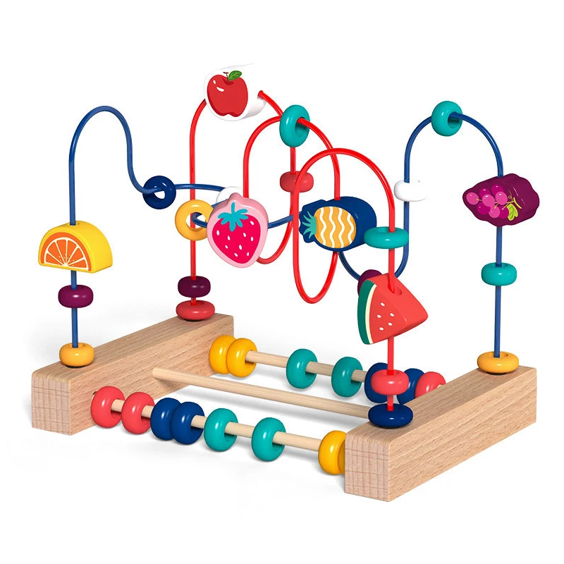 Montessori Baby Toys Wooden Roller Coaster Bead