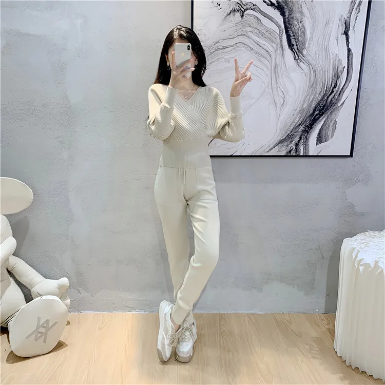 Elegant Tracksuit Sexy Two Piece Set Women Korean Style