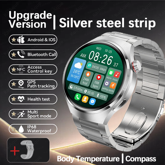 Smart Watch Men Watch 4 Pro AMOLED HD Screen Bluetooth Call NFC GPS Heart rate