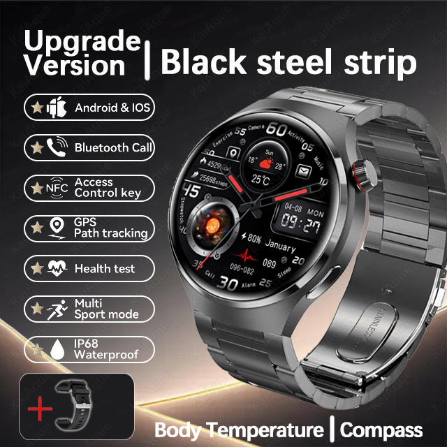 Smart Watch Men Watch 4 Pro AMOLED HD Screen Bluetooth Call NFC GPS Heart rate