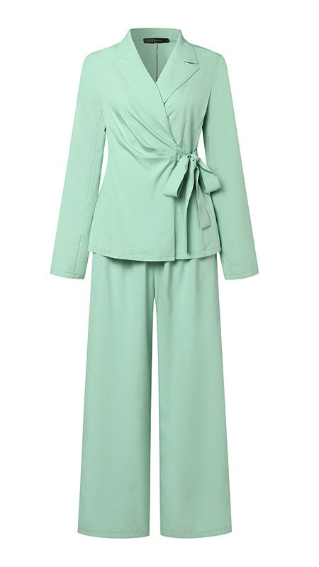 Fashion OL Tracksuits 2PCS Long Sleeve Lapel Neck Blazer