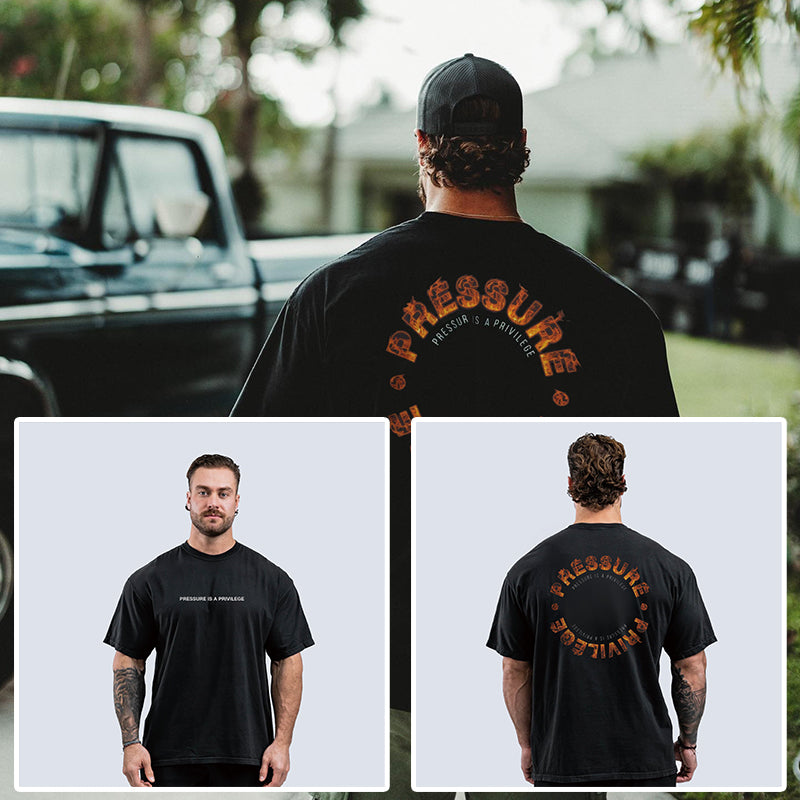 New Gym Fitness T-shirt Loose Oversized Cotton Men Short Sleeves