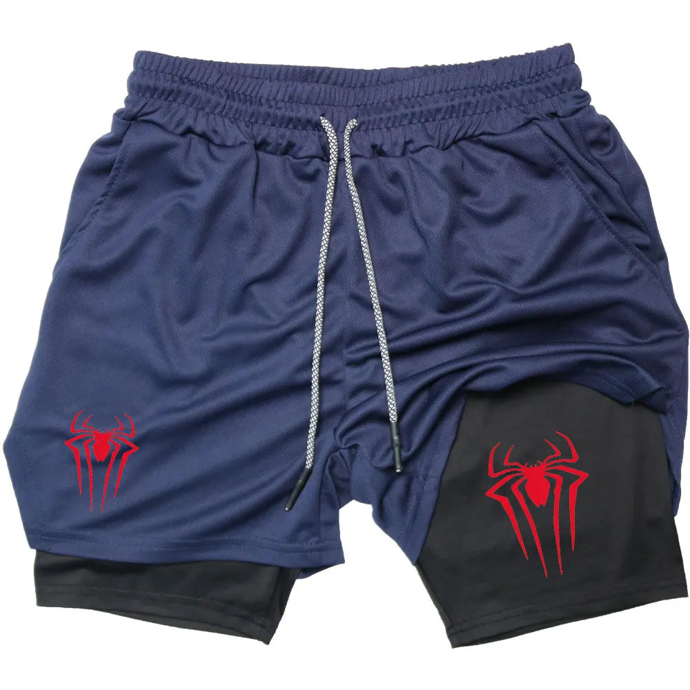 Performance Shorts Men Spider Printed GYM Casual Sports Shorts