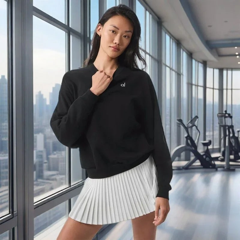 Yoga Top Accolade Crew Neck Pullover Comfortable Simplicity Solid Color