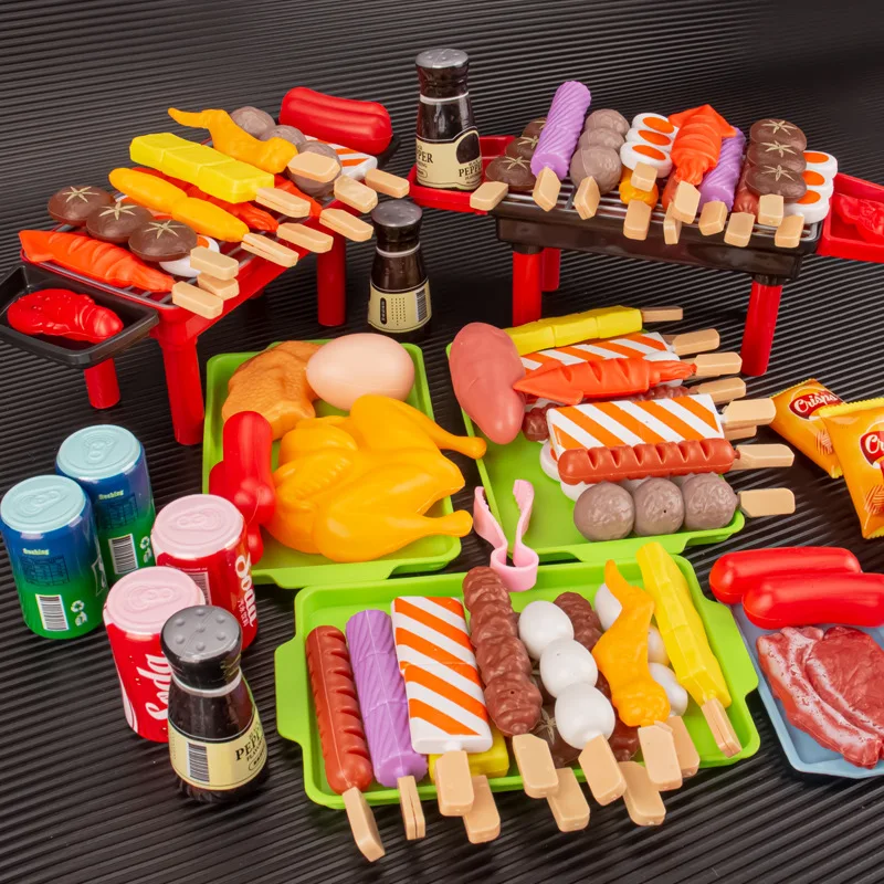 Kids Barbecue Food Set Kitchen Pretend Play Cooking Toys