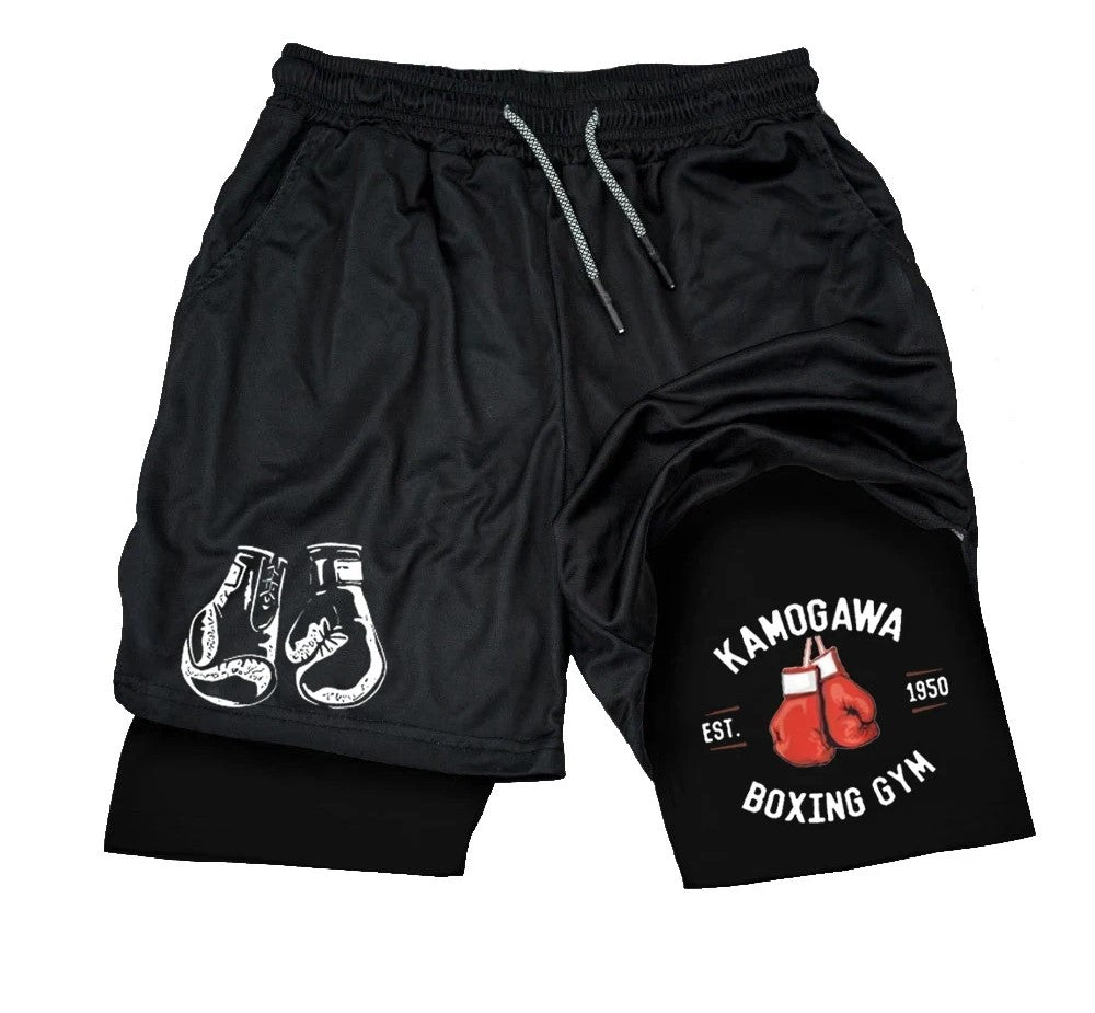 Men's compression gym shorts, boxing printed sports pant