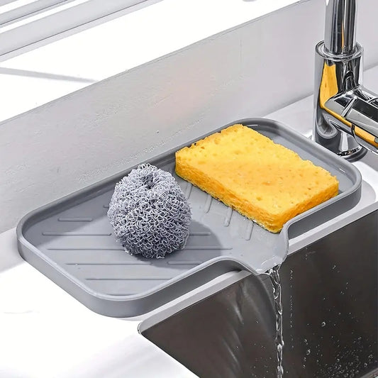 Sink Silicone Tray With Drain Soap Sponge Storage Holder