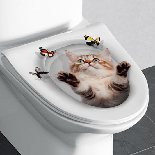 1pc Scary Cat Toilet Sticker - Unique Home Decoration Decal