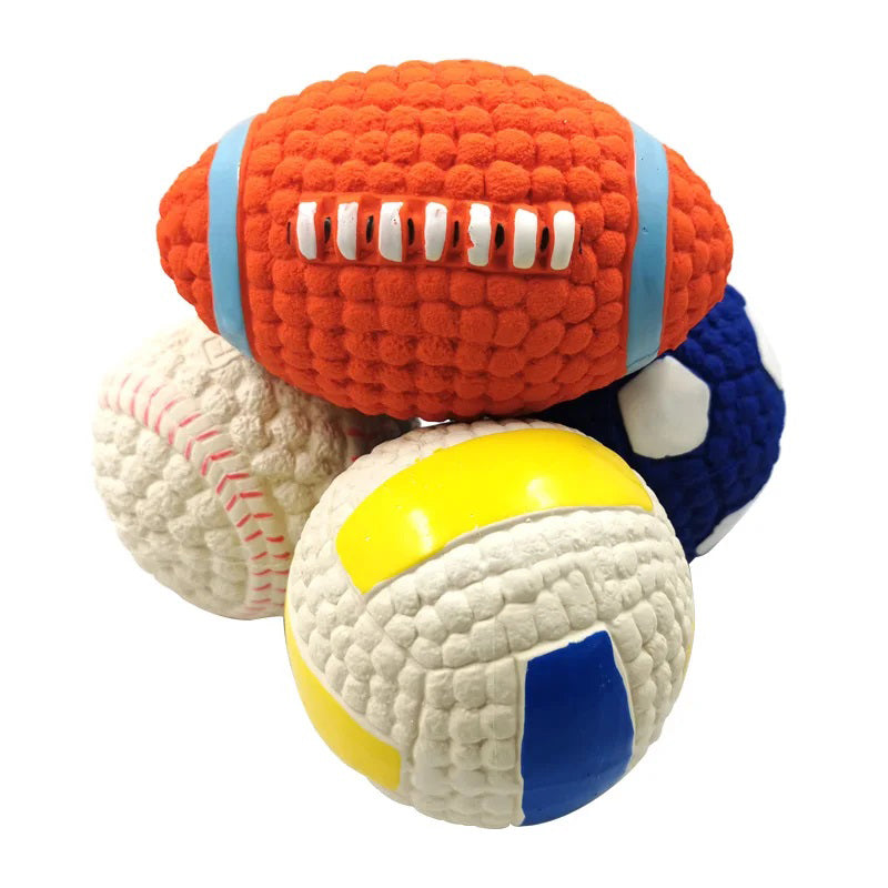 Soft Pet Ball Squeaky Toy For Small Large Dog Rugby Tennis Volleyball
