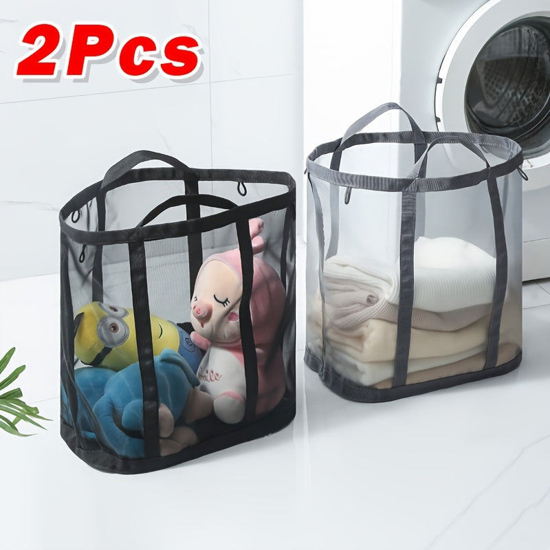 1/2pcs Nylon Mesh Laundry Basket with Handle