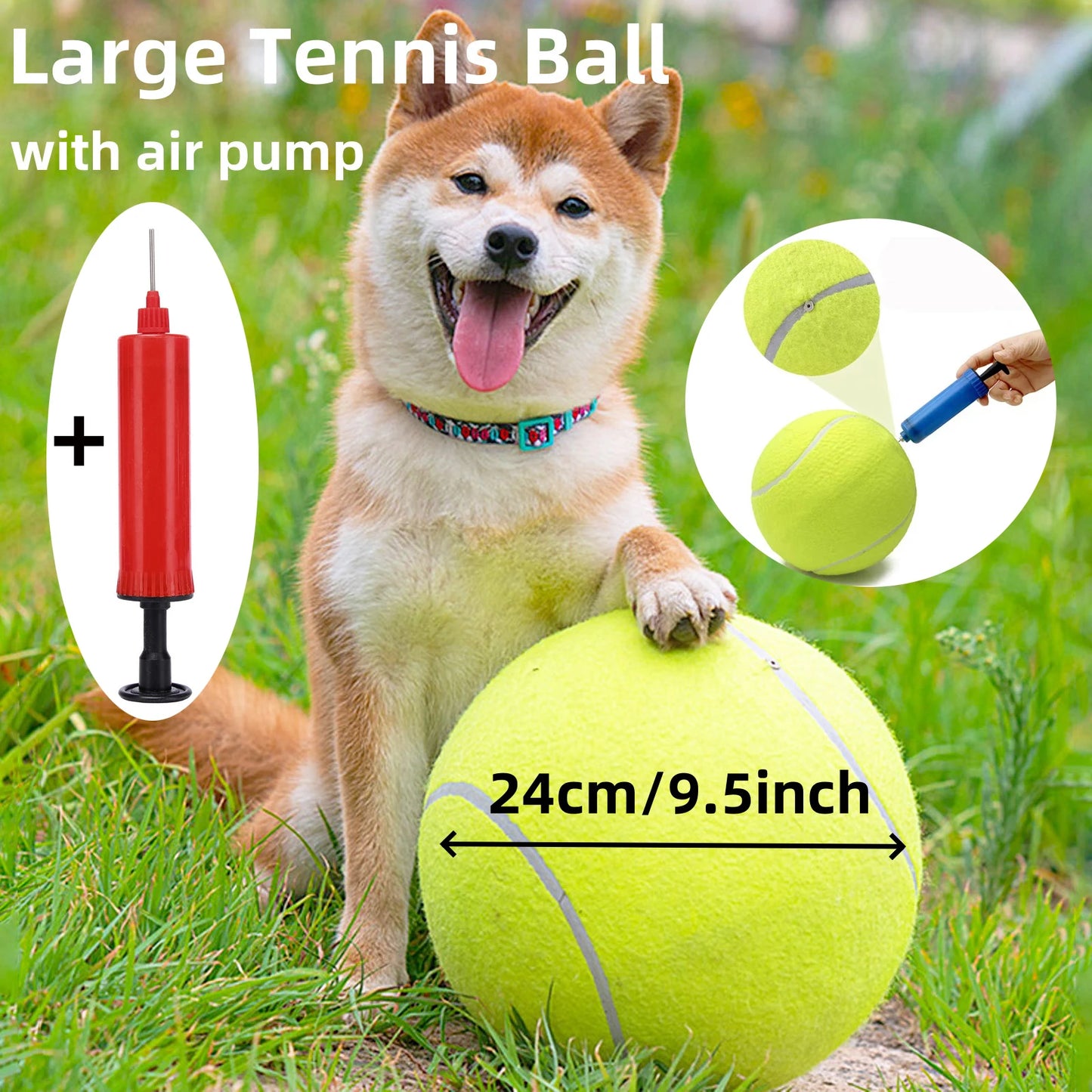7/9.5Inch Giant Tennis Ball Pet Inflatable Toy for Dog Training Ball