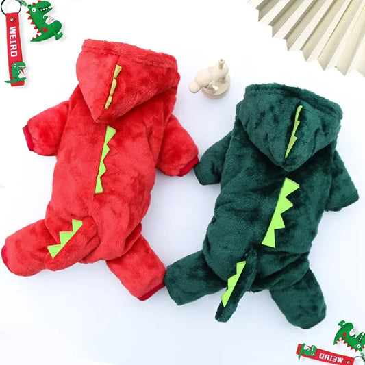Dinosaur Dog Clothes Fleece Pet Jumpsuits Winter Warm Dog Coat
