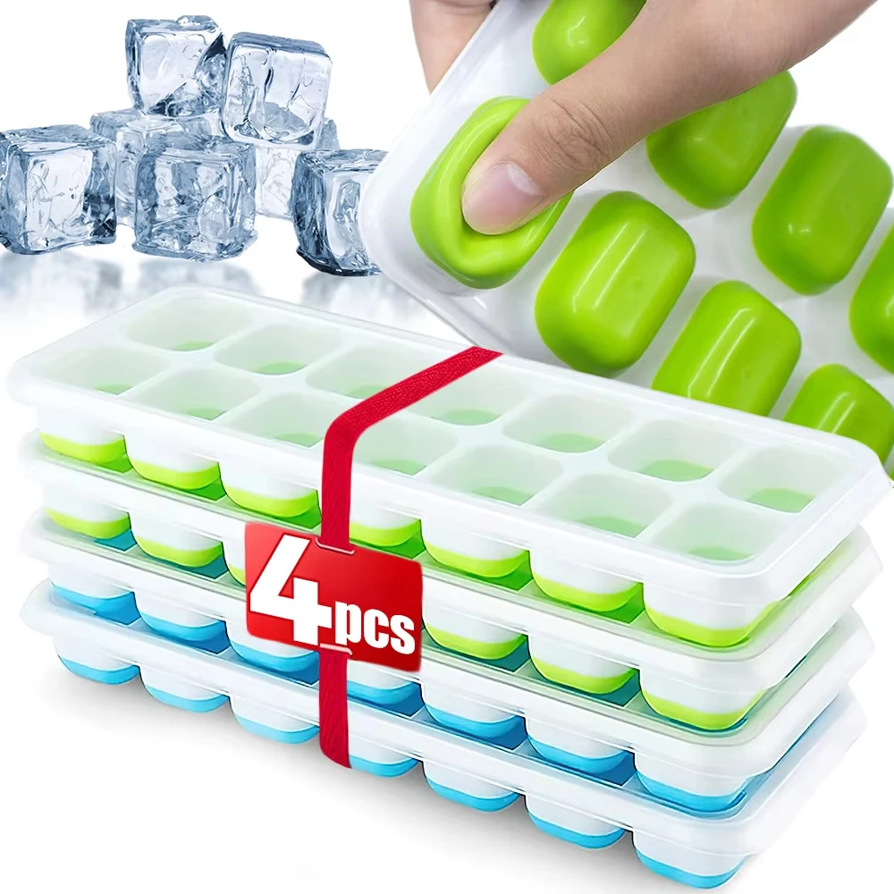 Ice Cube Tray Mold with Lid Silicone Square