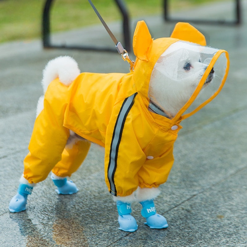 Pet Dog Raincoat Waterproof Reflective Rain Coat Cute Bear Shape Dog