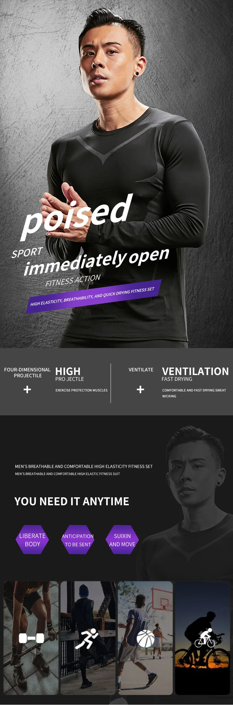 Quick Drying Tight Fitting Suit For Men'S Long Sleeve