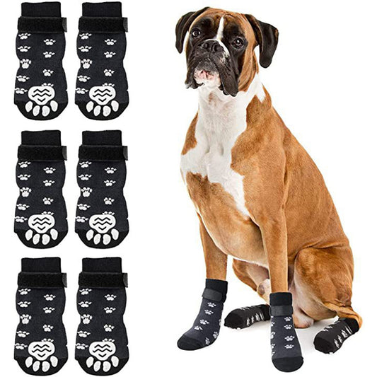 Anti-Slip Dog Socks 4pcs Paw Protector Traction Control Adjustable Indoor Wear