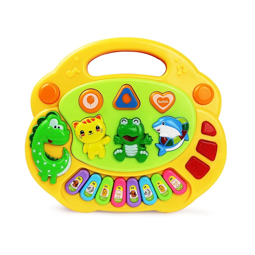 Kids Cartoon Piano Keyboard Game with Animal Sounds Flashing Light