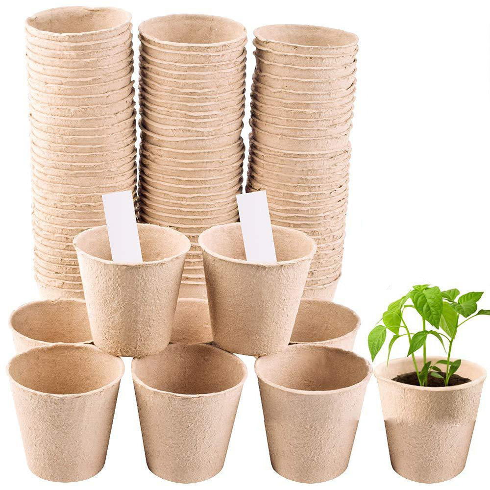 50 Pcs 6cm Garden Round Peat Pots Plant Seedling Starters Cups