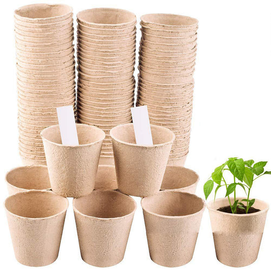 50 Pcs 6cm Garden Round Peat Pots Plant Seedling Starters Cups