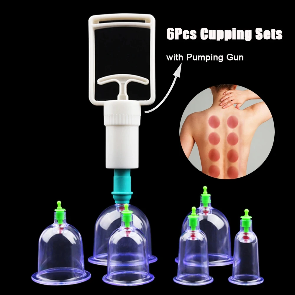 6Pcs Vacuum Cupping Sets with Pumping Gun Suction Cups
