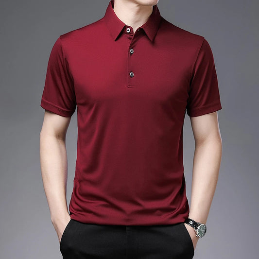2024 Men's New Solid Color Business Casual POLO Shirt Summer