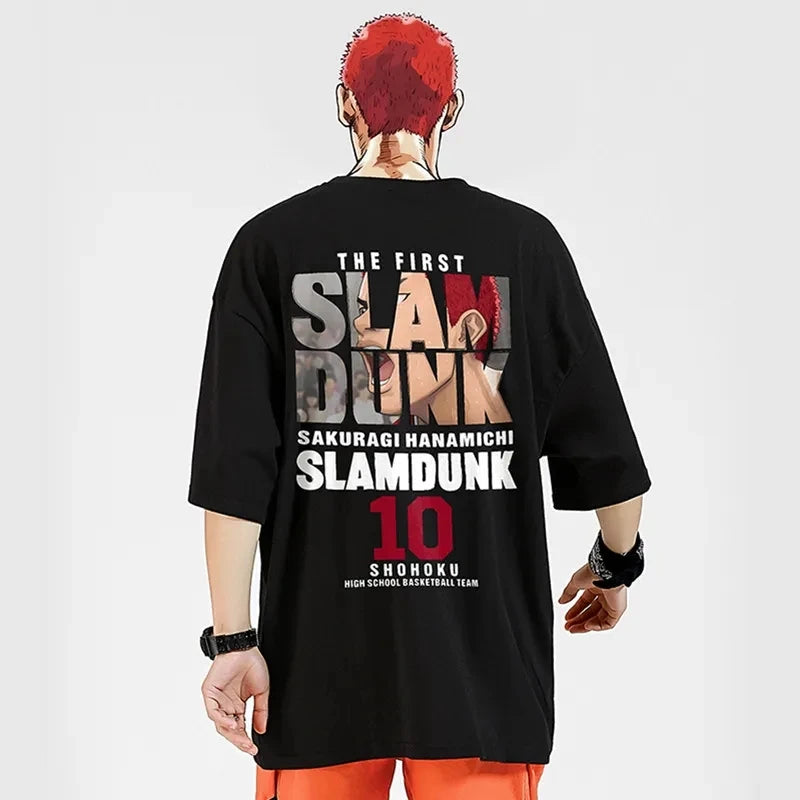 2024 Anime Slam Dunk Print T-Shirt Men's Oversized Japanese