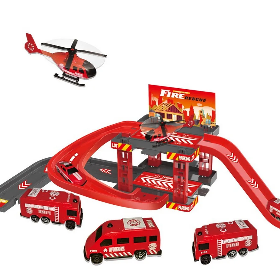 Track Parking Lot Toys Car Fire Truck