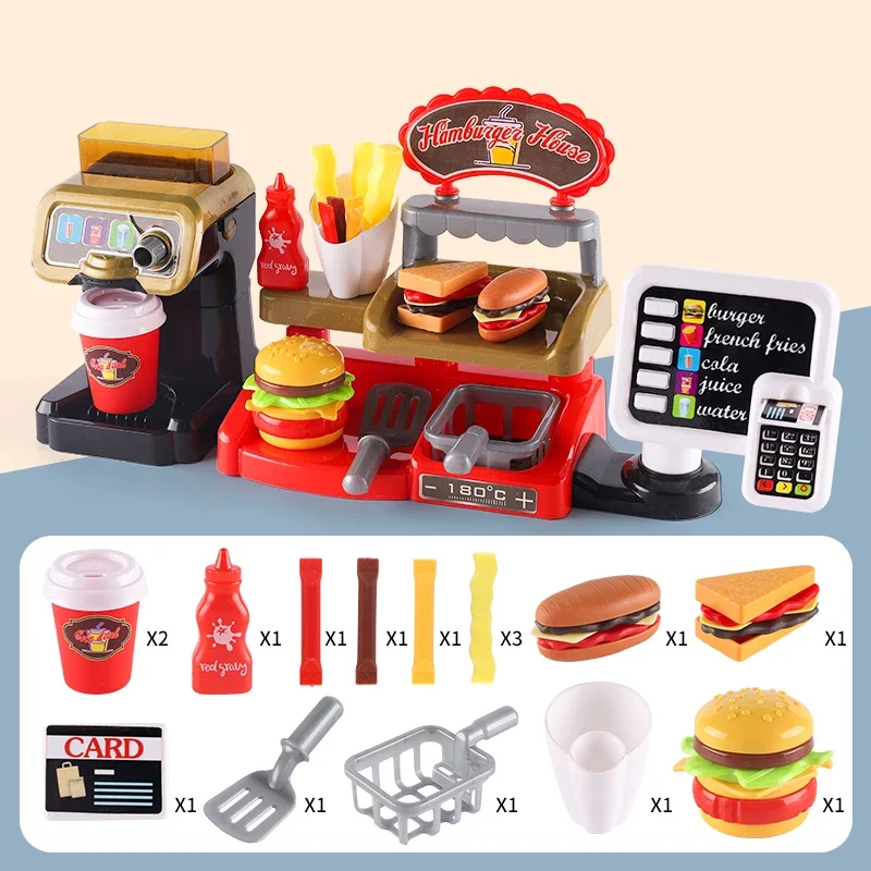 Kid Play House Game Kitchen Fast Food Restaurant