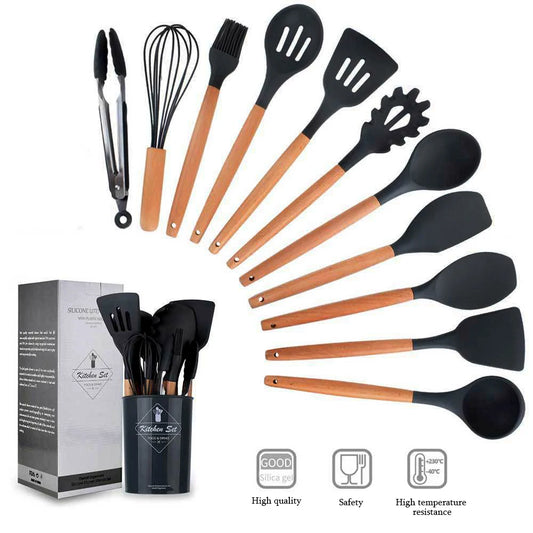 12PCS Silicone Kitchenware Non-Stick Cookware Kitchen Utensils Set Spatula