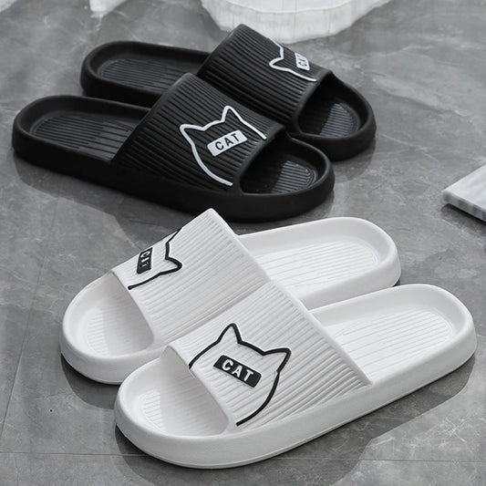 Summer Cartoon Cat Couple Home Shoes Non-slip Flat Slides