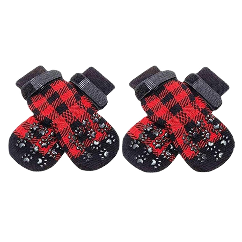 Anti-Slip Dog Socks 4pcs Paw Protector Traction Control Adjustable Indoor Wear
