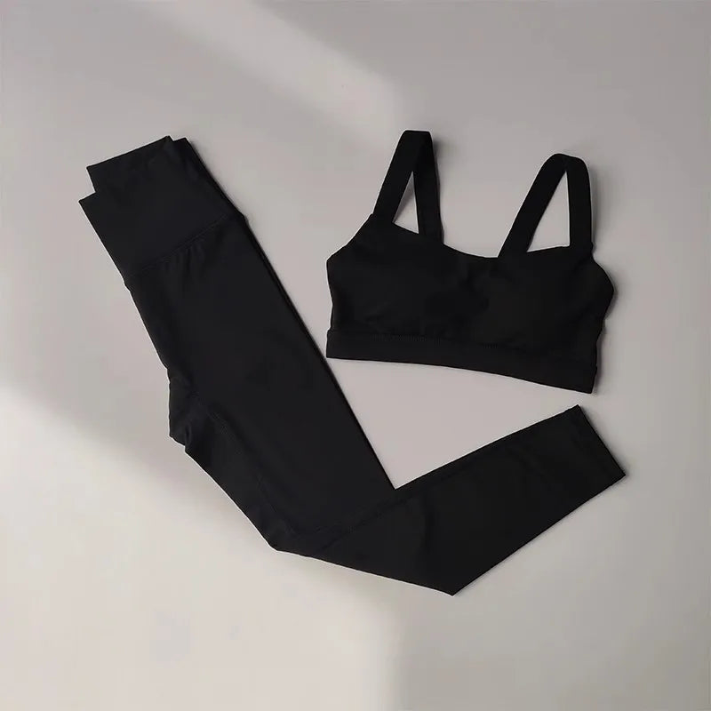 Seamless Yoga Suit Women Sports Bra High Waist Leggings Shorts