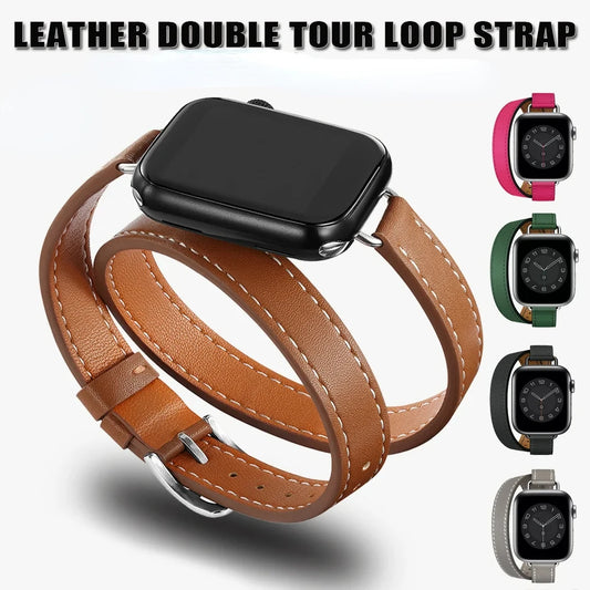 For Apple Watch band 40mm 41mm Double Tour leather Strap