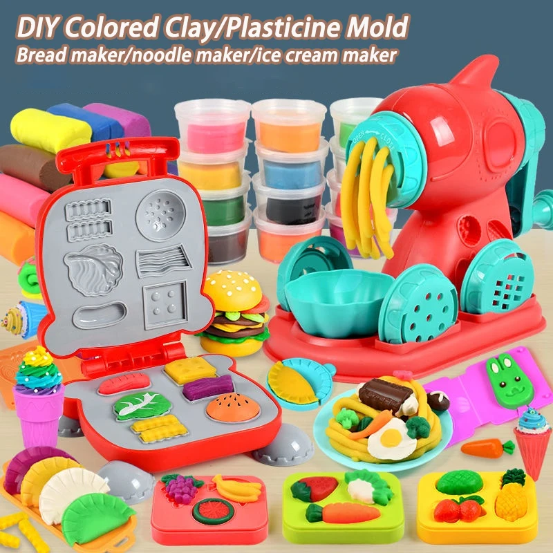 3D Color Clay Toy Kids Pretend Play Ice Cream Maker Burger