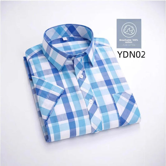 Men's Summer Thin Pure Cotton Short Sleeve Casual Shirt Fashion