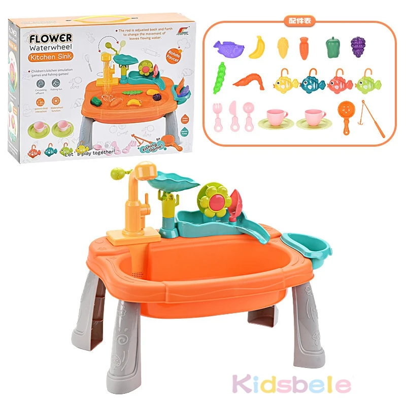 Kids Kitchen Sink Toys Electric Dishwasher Playing Toy