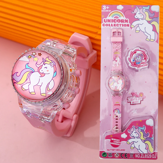 Fashion Creative Gyro Turntable Unicorn Light up Watch