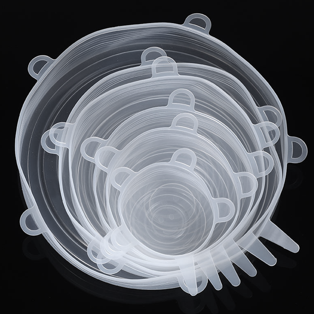 6 PCS Reusable Silicone Covers Caps Adaptable Silicone Lids