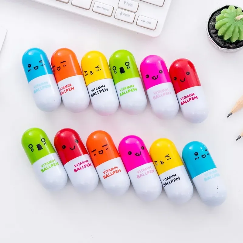 20Pcs Cartoon 6 Colors Retractable Pill Pens