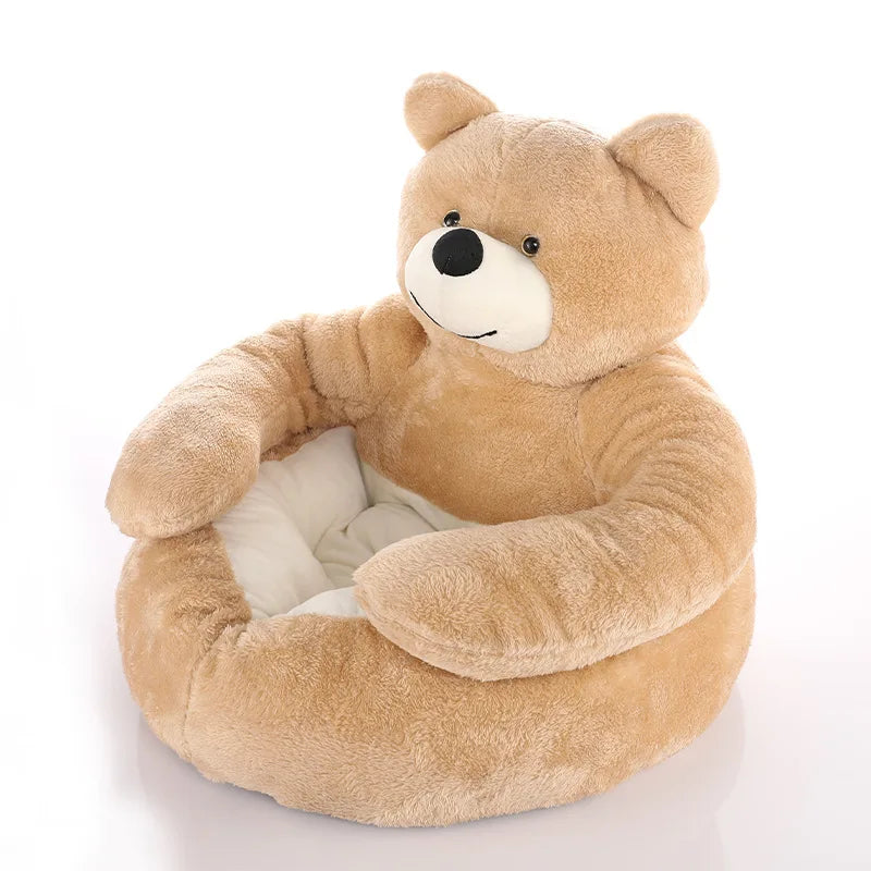 Dog Bed Semi-Enclosed Bear Pet Bed Ultra Soft Dog Nest