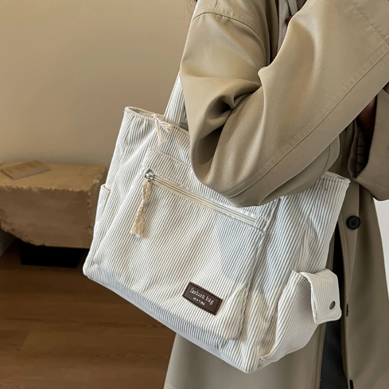 Simple Corduroy Tote Bag