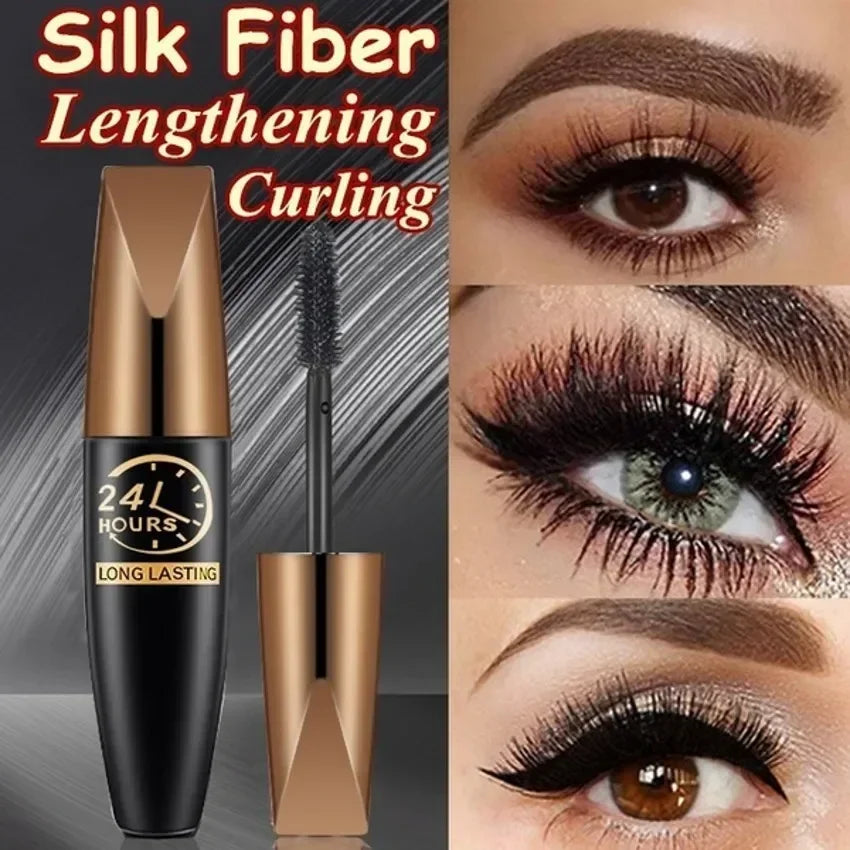 5D Waterproof Mascara Lengthens Eyelashes Extension Black Silk Fiber Mascara