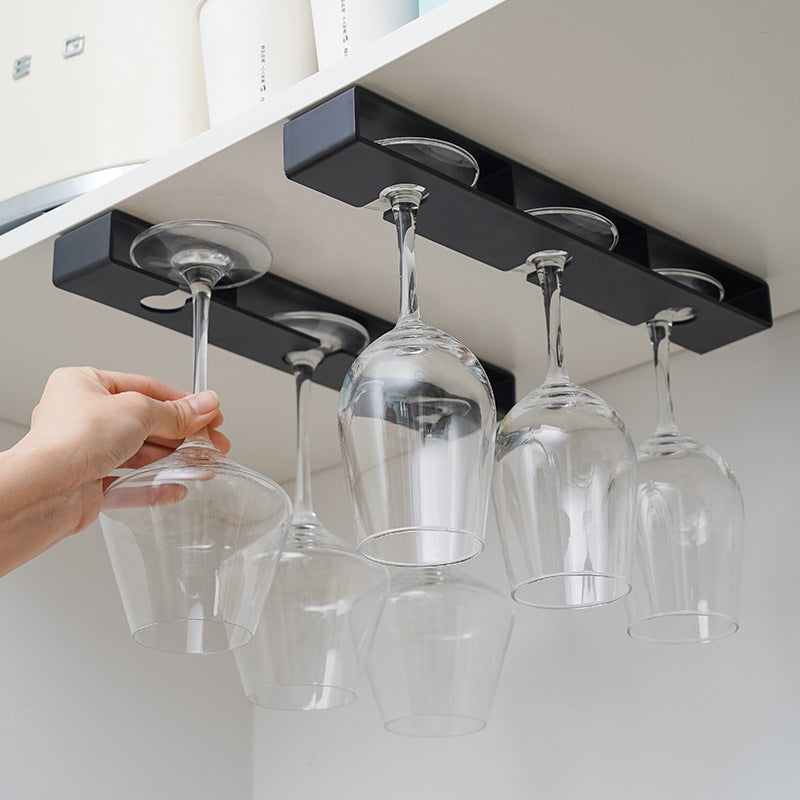 Kitchen Under Cabinet Free Punching Holder Wine Glass Rack