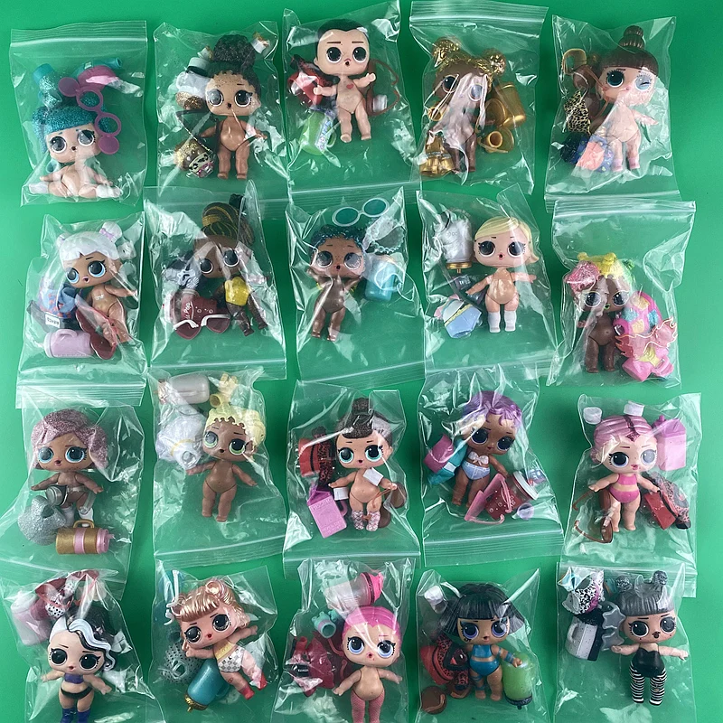 5pc/set= 1 doll+1 clothes +1 shoes+1 bottle +1 glasses for Lols Big 8cm Sister Dolls