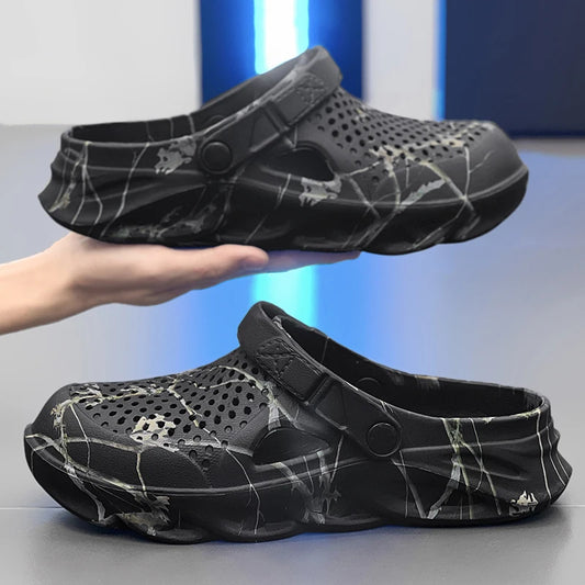Men Summer Slippers thick Sole Mens clogs Sandals Hollow Breathable