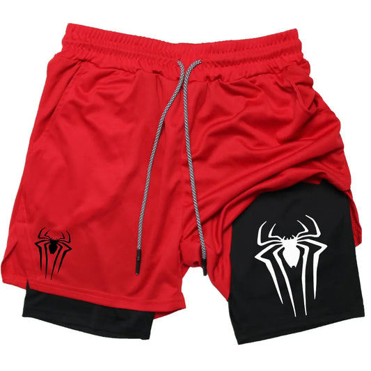 Performance Shorts Men Spider Printed GYM Casual Sports Shorts