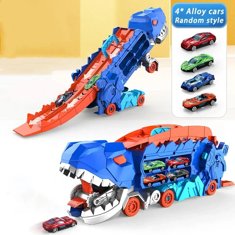 Dinosaur Transporter Truck Toys Foldable Track