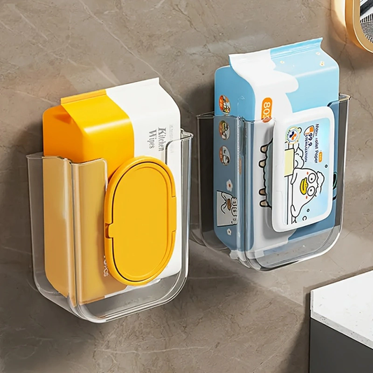 Bathroom Non Perforated Wall Mounted Wet Tissue Storage Box with Large Opening